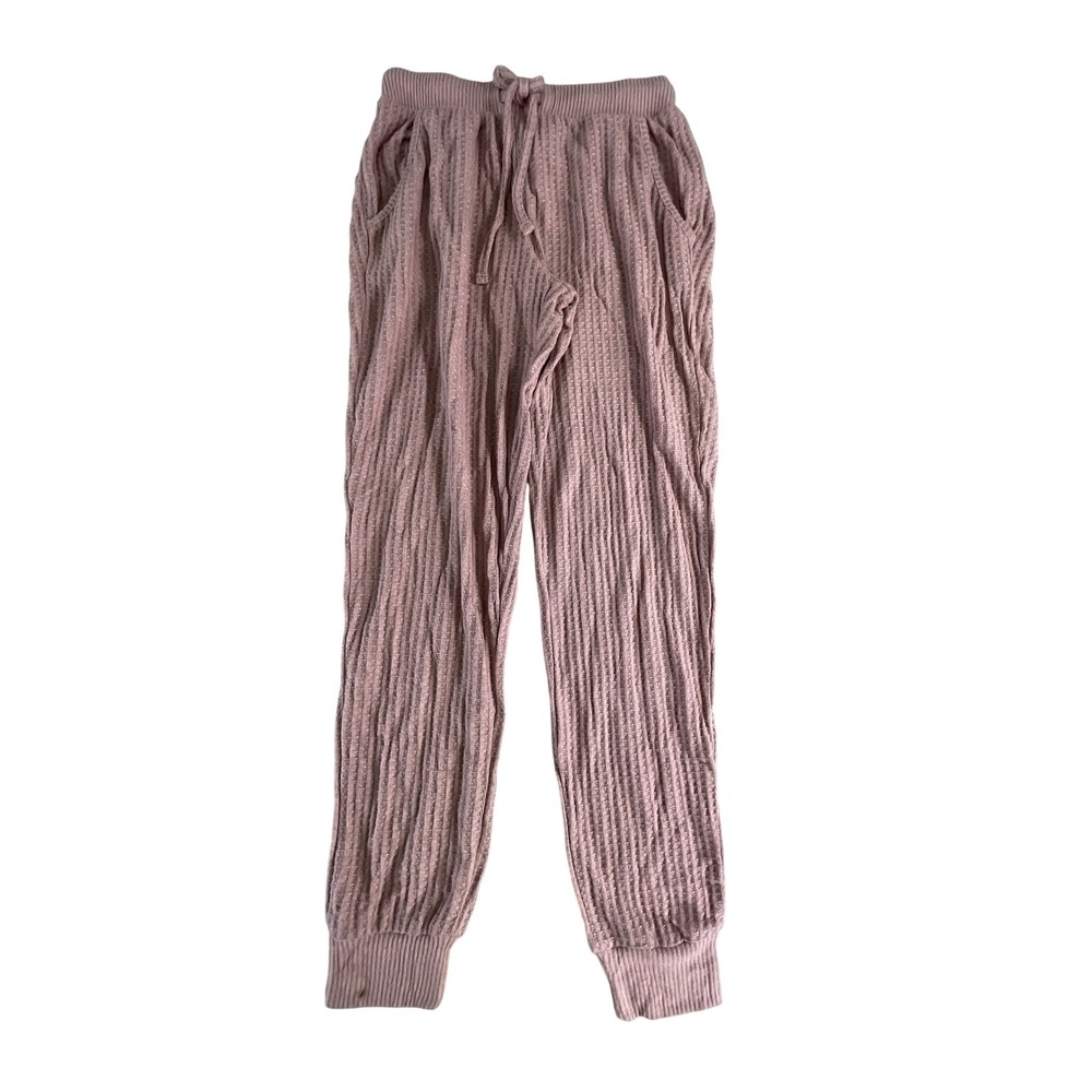 Cozie by Pink Rose Pants Womens Small Lilac Mauve Marled Waffle Knit Lounge